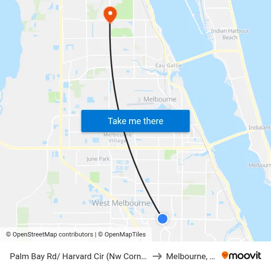 Palm Bay Rd/ Harvard Cir (Nw Corner) to Melbourne, FL map