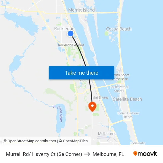 Murrell Rd/ Haverty Ct (Se Corner) to Melbourne, FL map