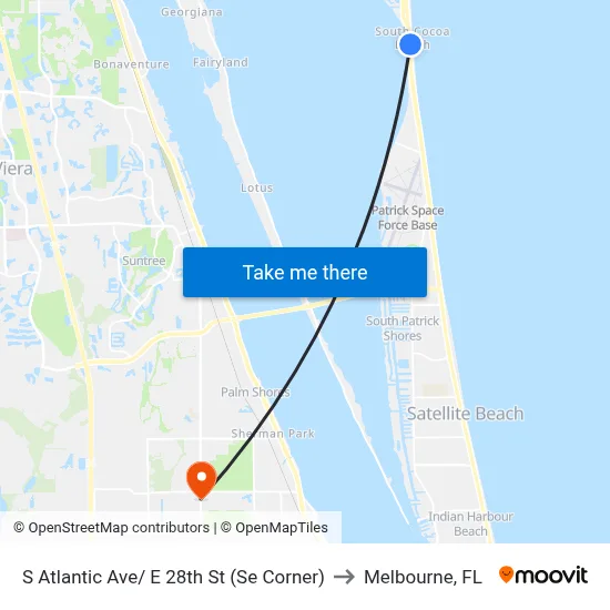 S Atlantic Ave/ E 28th St (Se Corner) to Melbourne, FL map