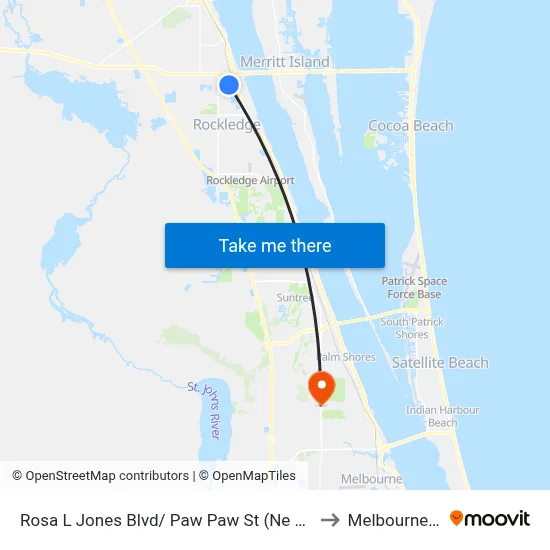 Rosa L Jones Blvd/ Paw Paw St (Ne Corner) to Melbourne, FL map