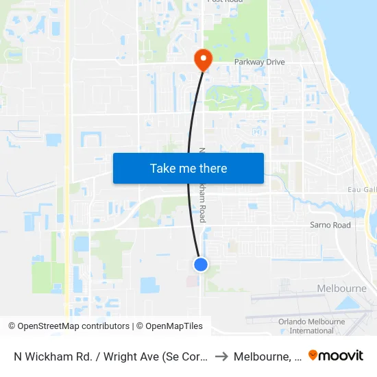 N Wickham Rd. / Wright Ave (Se Corner) to Melbourne, FL map