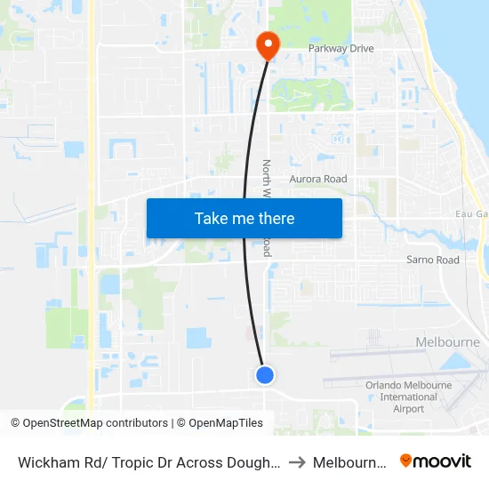 Wickham Rd/ Tropic Dr Across Doughnut Shop to Melbourne, FL map