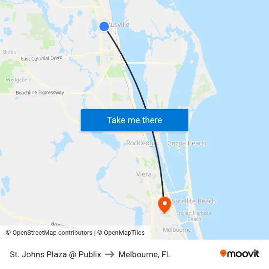 St. Johns Plaza @ Publix to Melbourne, FL map