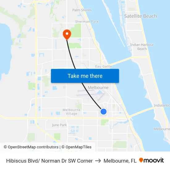 Hibiscus Blvd/ Norman Dr SW Corner to Melbourne, FL map