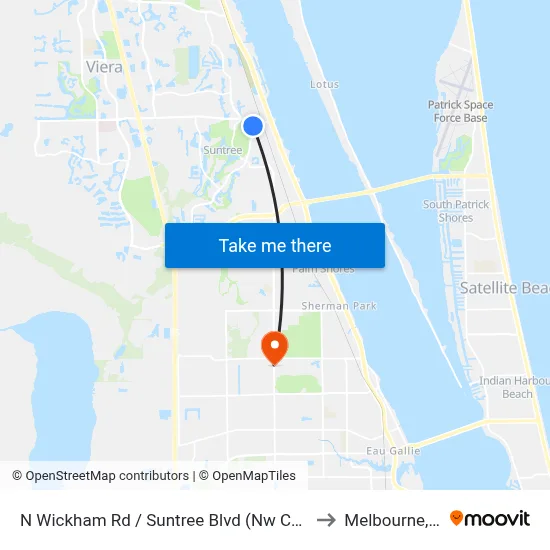N Wickham Rd / Suntree Blvd (Nw Corner) to Melbourne, FL map