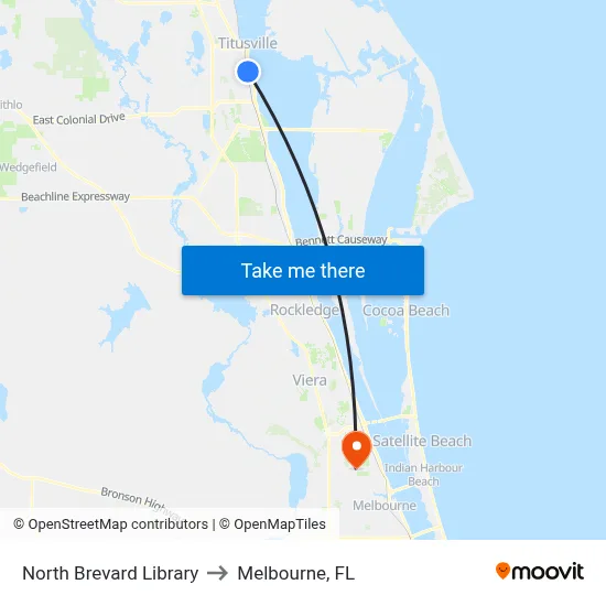North Brevard Library to Melbourne, FL map