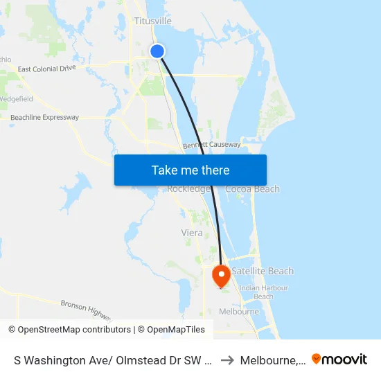S Washington Ave/ Olmstead Dr SW Corner to Melbourne, FL map