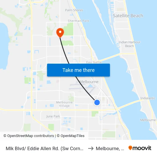 Mlk Blvd/ Eddie Allen Rd. (Sw Corner) to Melbourne, FL map