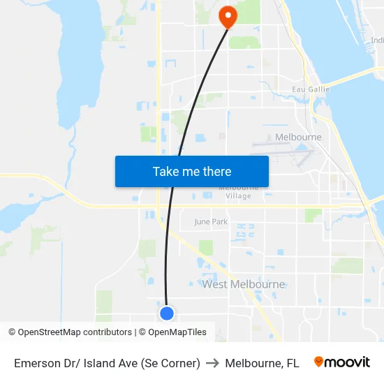 Emerson Dr/ Island Ave (Se Corner) to Melbourne, FL map