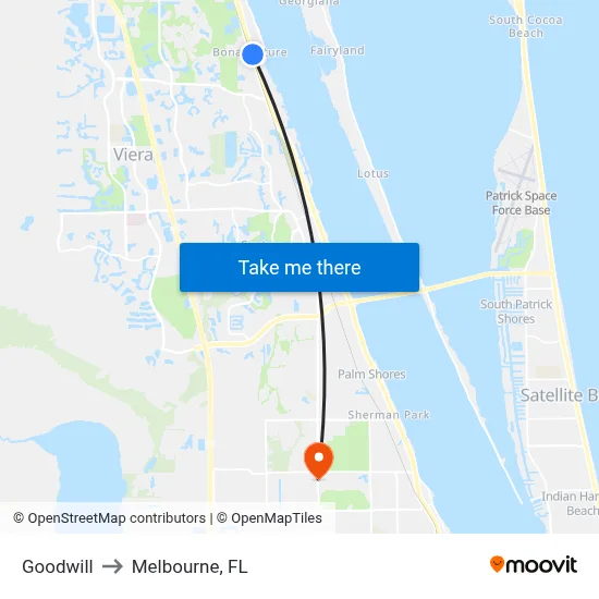 Goodwill to Melbourne, FL map