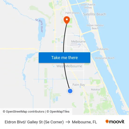 Eldron Blvd/ Galley St (Se Corner) to Melbourne, FL map