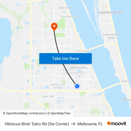 Hibiscus Blvd/ Dairy Rd (Sw Corner) to Melbourne, FL map