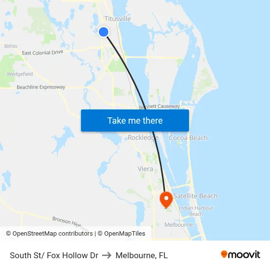 South St/ Fox Hollow Dr to Melbourne, FL map