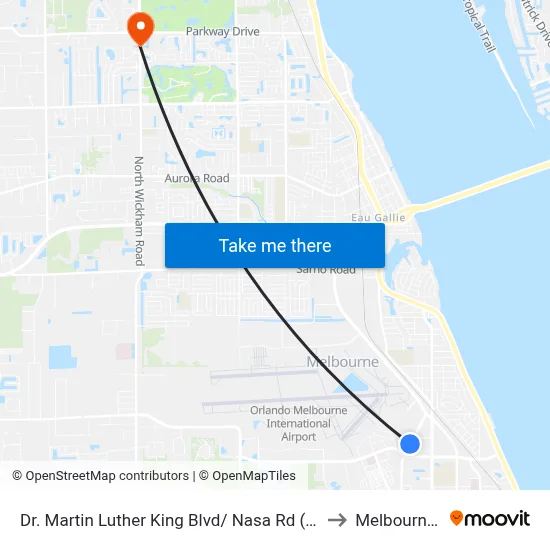 Dr. Martin Luther King Blvd/ Nasa Rd (Sw Corner) to Melbourne, FL map