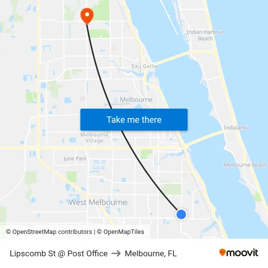Lipscomb St @ Post Office to Melbourne, FL map