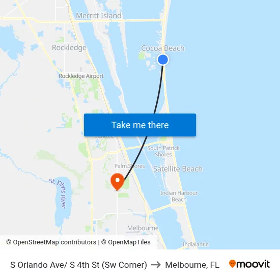 S Orlando Ave/ S 4th St (Sw Corner) to Melbourne, FL map