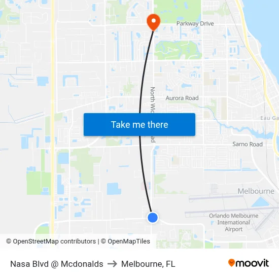 Nasa Blvd @ Mcdonalds to Melbourne, FL map
