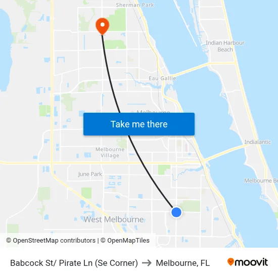Babcock St/ Pirate Ln (Se Corner) to Melbourne, FL map