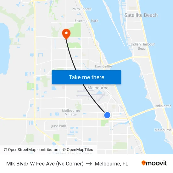 Mlk Blvd/ W Fee Ave (Ne Corner) to Melbourne, FL map