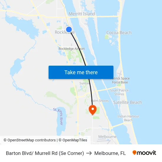 Barton Blvd/ Murrell Rd (Se Corner) to Melbourne, FL map