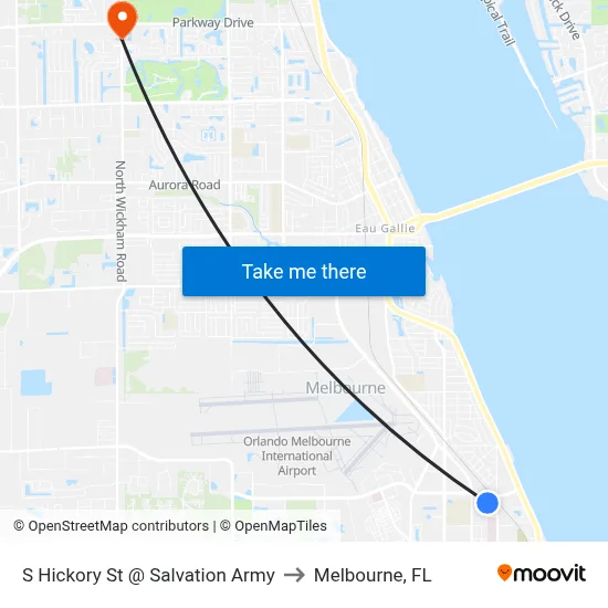 S Hickory St @ Salvation Army to Melbourne, FL map