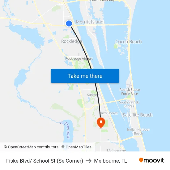 Fiske Blvd/ School St (Se Corner) to Melbourne, FL map