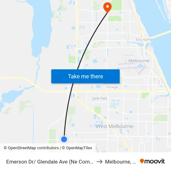 Emerson Dr/ Glendale Ave (Ne Corner) to Melbourne, FL map