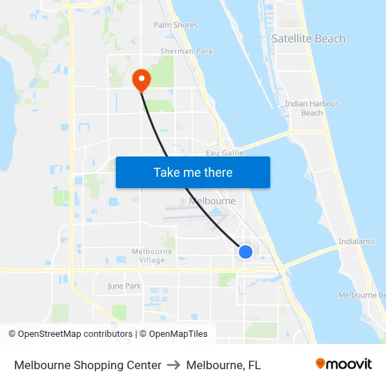 Melbourne Shopping Center to Melbourne, FL map