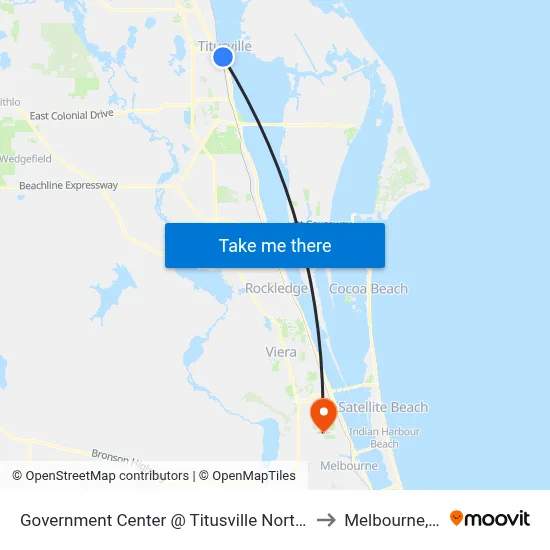 Government Center @ Titusville Northside to Melbourne, FL map