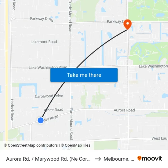 Aurora Rd. / Marywood Rd. (Ne Corner) to Melbourne, FL map