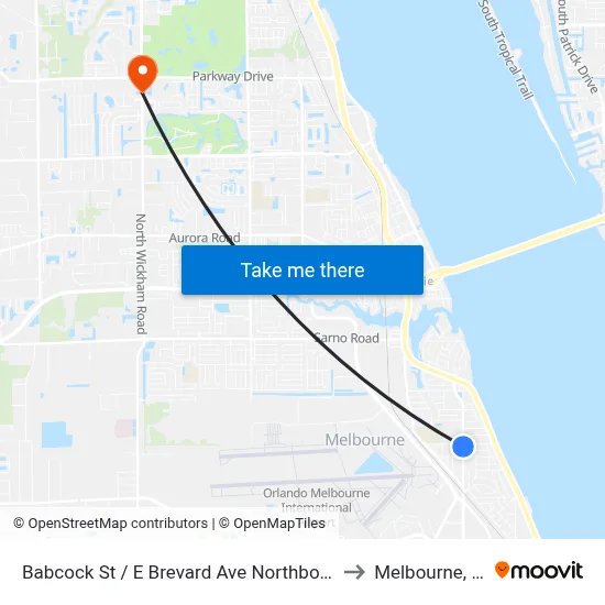 Babcock St / E Brevard Ave Northbound to Melbourne, FL map
