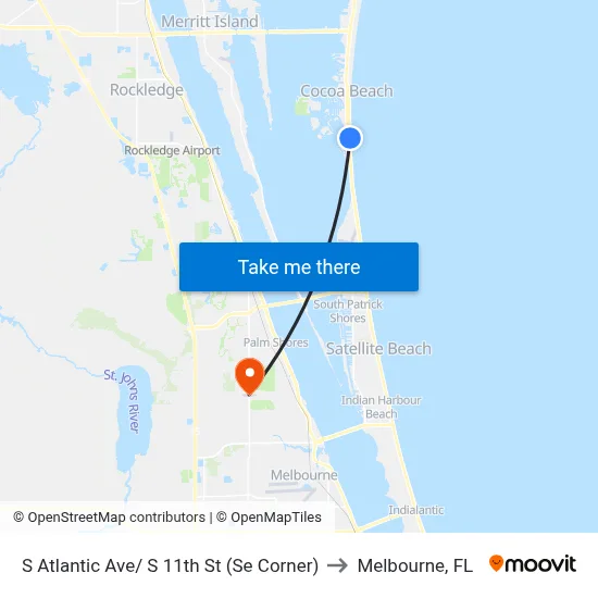 S Atlantic Ave/ S 11th St (Se Corner) to Melbourne, FL map