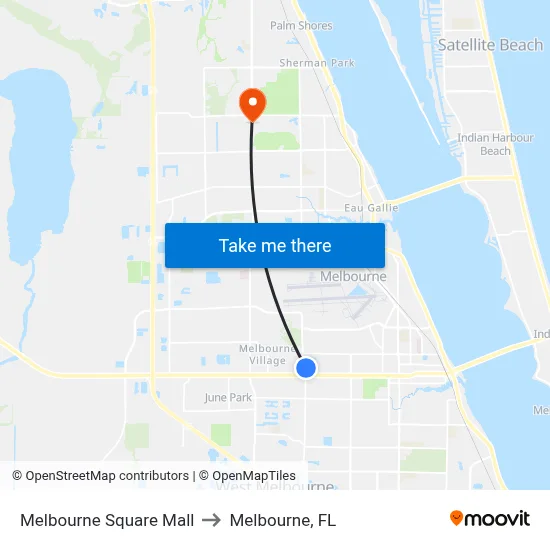 Melbourne Square Mall to Melbourne, FL map