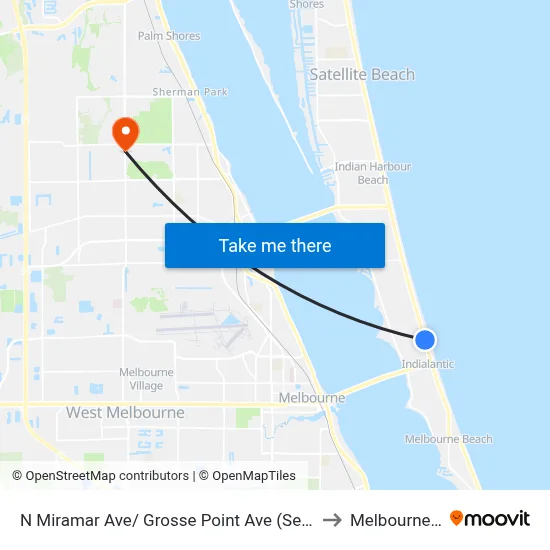 N Miramar Ave/ Grosse Point Ave (Se Corner) to Melbourne, FL map