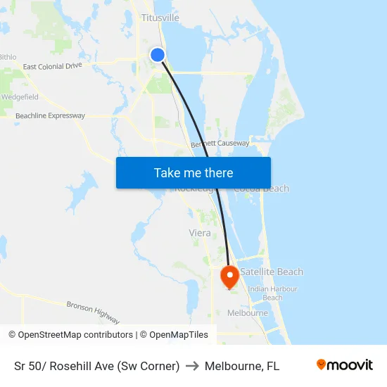 Sr 50/ Rosehill Ave (Sw Corner) to Melbourne, FL map