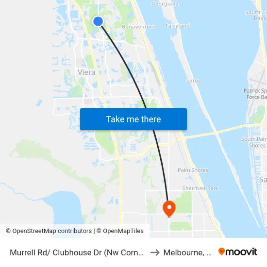 Murrell Rd/ Clubhouse Dr (Nw Corner) to Melbourne, FL map
