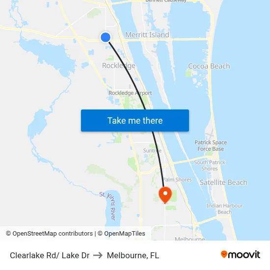 Clearlake Rd/ Lake Dr to Melbourne, FL map