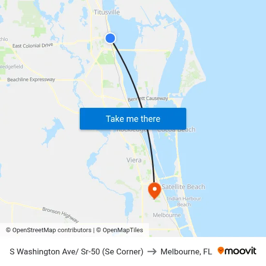 S Washington Ave/ Sr-50 (Se Corner) to Melbourne, FL map
