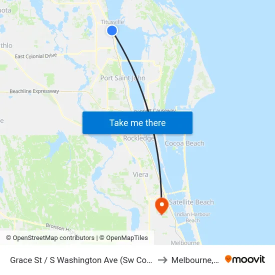 Grace St / S Washington Ave (Sw Corner) to Melbourne, FL map