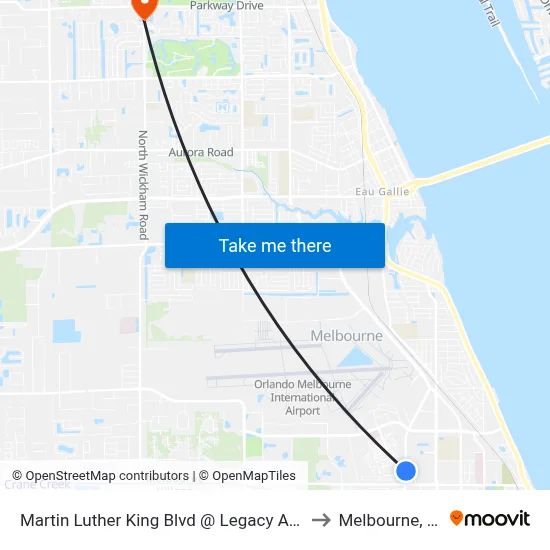 Martin Luther King Blvd @ Legacy Apts to Melbourne, FL map