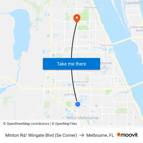 Minton Rd/ Wingate Blvd (Se Corner) to Melbourne, FL map