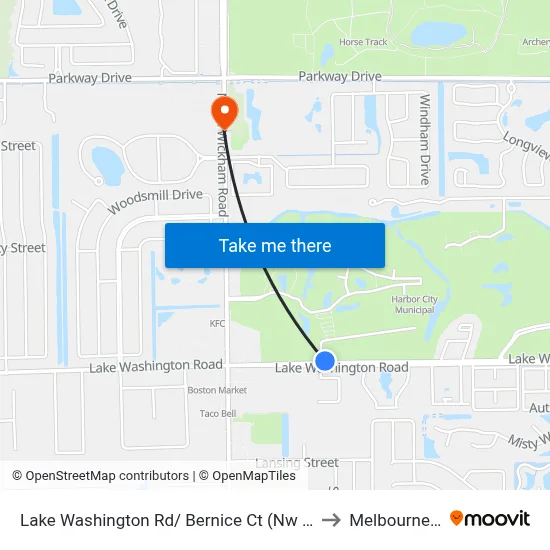 Lake Washington Rd/ Bernice Ct (Nw Corner) to Melbourne, FL map