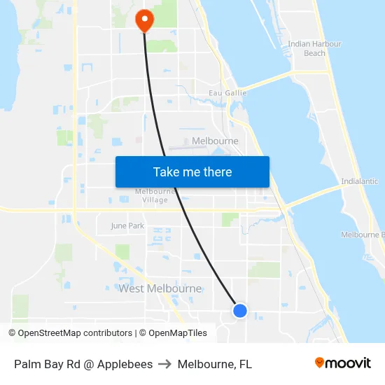 Palm Bay Rd @ Applebees to Melbourne, FL map