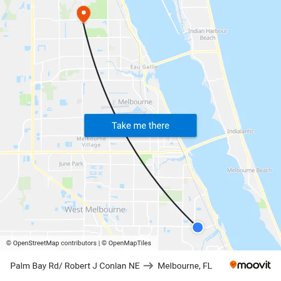 Palm Bay Rd/ Robert J Conlan NE to Melbourne, FL map