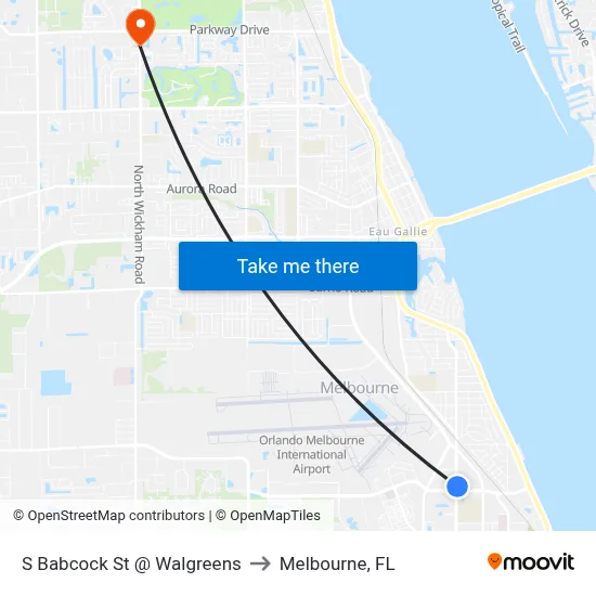 S Babcock St @ Walgreens to Melbourne, FL map