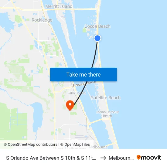 S Orlando Ave Between S 10th & S 11th St (W Side) to Melbourne, FL map