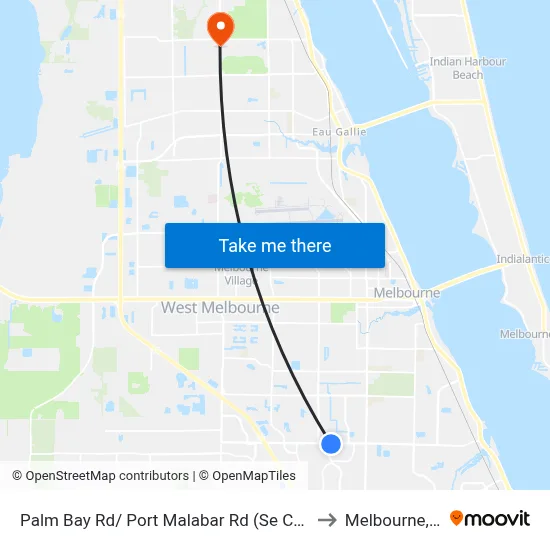Palm Bay Rd/ Port Malabar Rd (Se Corner) to Melbourne, FL map