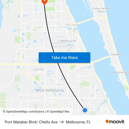 Port Malabar Blvd/ Chello Ave to Melbourne, FL map