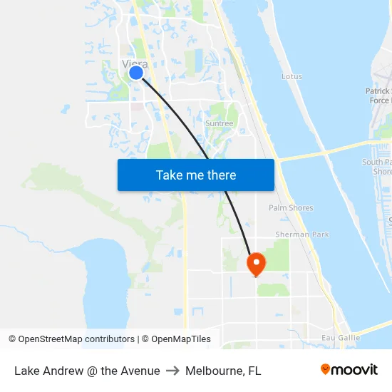 Lake Andrew @ the Avenue to Melbourne, FL map