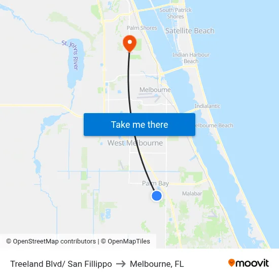 Treeland Blvd/ San Fillippo to Melbourne, FL map